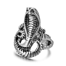 Load image into Gallery viewer, Retro Punk Snake Ring for Men Women Exaggerated Antique Siver Color Opening Adjustable Rings Anillo Hombre Bijoux