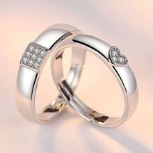 Load image into Gallery viewer, 2pcs/Set Adjustable heart-shaped letter Silver plated Cubic Zirconia Crystal Love Couple Ring Men Women Romantic Wedding Ring