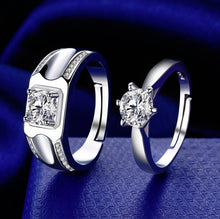 Load image into Gallery viewer, 2pcs/Set Adjustable heart-shaped letter Silver plated Cubic Zirconia Crystal Love Couple Ring Men Women Romantic Wedding Ring