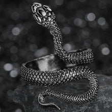 Load image into Gallery viewer, Retro Punk Exaggerated Spirit Snake Ring Fashion Personality Stereoscopic Opening Adjustable Joint Finger Rings