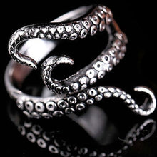 Load image into Gallery viewer, Cool Rings Gothic Deep Sea Squid Octopus Ring Vintage Wolf/Deer/Leaf/Superman/Dargon/Snake Rings Halloween Anillo Hombre Bijoux
