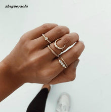 Load image into Gallery viewer, 5 Sets Of European And American Simple Temperament Moon Alloy Fine Ring Ring Combination Ring Jewelry Gold Rings Wedding Rings

