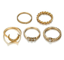 Load image into Gallery viewer, 5 Sets Of European And American Simple Temperament Moon Alloy Fine Ring Ring Combination Ring Jewelry Gold Rings Wedding Rings

