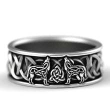 Load image into Gallery viewer, Huitan Viking Nordic Mythology Giant Wolf Men Ring Defense Totem Wolf Fashion Hip Hop Rock Unisex Finger Ring Punk Gift
