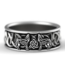 Load image into Gallery viewer, Huitan Viking Nordic Mythology Giant Wolf Men Ring Defense Totem Wolf Fashion Hip Hop Rock Unisex Finger Ring Punk Gift
