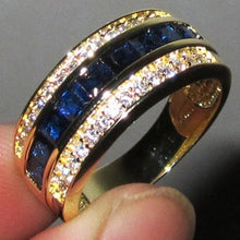 Load image into Gallery viewer, 2019 Zirconia Sapphire Ring 18k Gold Flash Bague or Jaune Bizuteria for Jewelry Amethyst Diamante Anillos De Rings for Men
