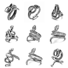 Load image into Gallery viewer, Retro Punk Snake Ring for Men Women Exaggerated Antique Siver Color Opening Adjustable Rings Anillo Hombre Bijoux
