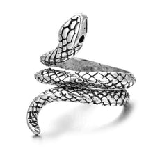 Load image into Gallery viewer, Retro Punk Snake Ring for Men Women Exaggerated Antique Siver Color Opening Adjustable Rings Anillo Hombre Bijoux
