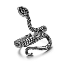 Load image into Gallery viewer, Retro Punk Snake Ring for Men Women Exaggerated Antique Siver Color Opening Adjustable Rings Anillo Hombre Bijoux
