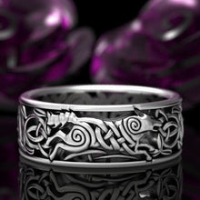 Load image into Gallery viewer, Huitan Viking Nordic Mythology Giant Wolf Men Ring Defense Totem Wolf Fashion Hip Hop Rock Unisex Finger Ring Punk Gift
