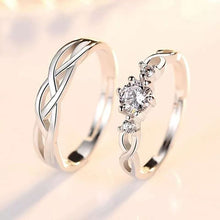 Load image into Gallery viewer, 2pcs/Set Adjustable heart-shaped letter Silver plated Cubic Zirconia Crystal Love Couple Ring Men Women Romantic Wedding Ring
