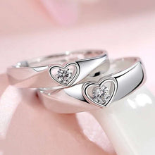Load image into Gallery viewer, 2pcs/Set Adjustable heart-shaped letter Silver plated Cubic Zirconia Crystal Love Couple Ring Men Women Romantic Wedding Ring

